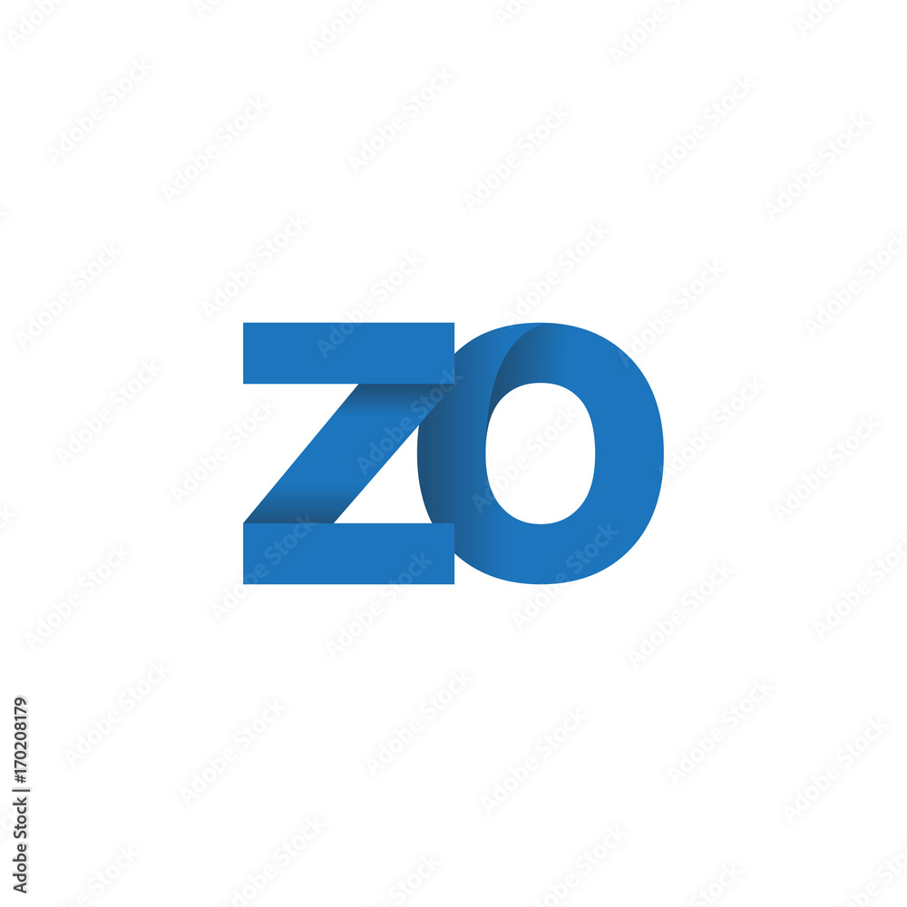 Initial letter logo ZO, overlapping fold logo, blue color Initial letter logo ZO, overlapping fold logo, blue color