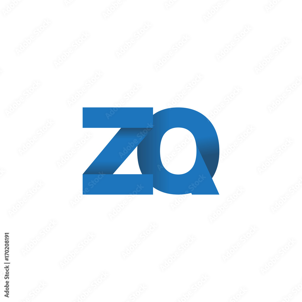Initial letter logo ZQ, overlapping fold logo, blue color Initial letter logo ZQ, overlapping fold logo, blue color