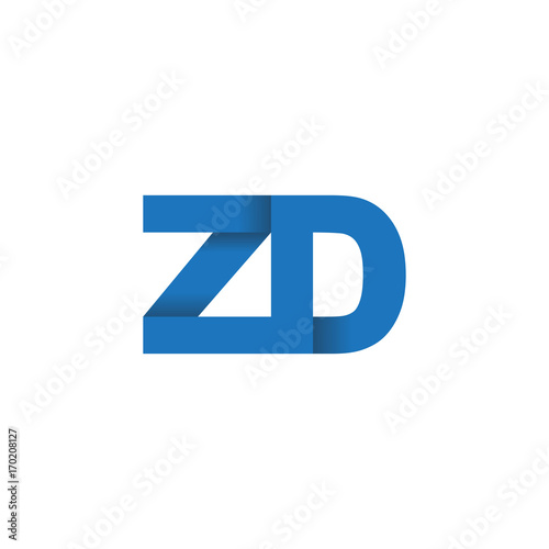 Initial letter logo ZD, overlapping fold logo, blue color