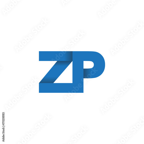Initial letter logo ZP, overlapping fold logo, blue color