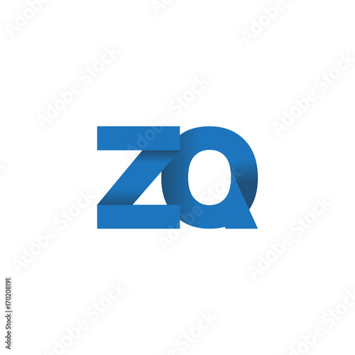 Initial letter logo ZQ, overlapping fold logo, blue color