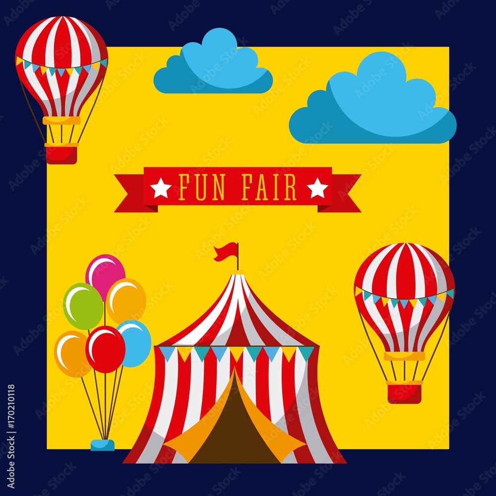 amusement fun fair theme park poster template vector illustration