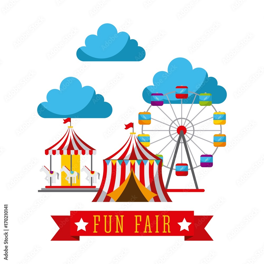 amusement fun fair theme park poster template vector illustration amusement fun fair theme park poster template vector illustration