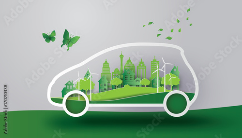  Eco Car with Green City Inside