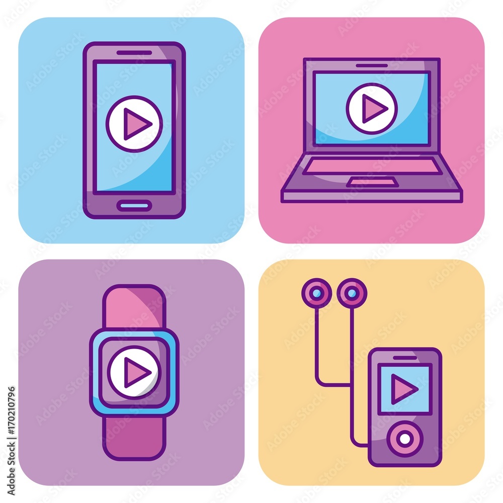 multimedia set icons mobile business and communication multimedia set icons mobile business and communication