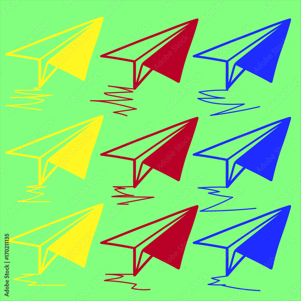 Business icon with colored paper airplanes Business icon with colored paper airplanes