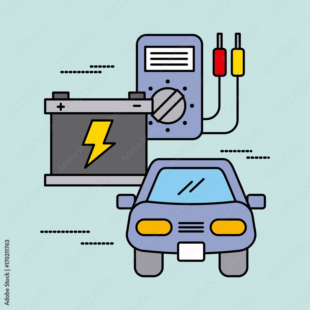 Fototapeta premium car service battery tester electric power energy image vector illustration