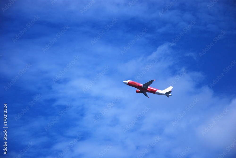 plane take off with blue sky background plane take off with blue sky background