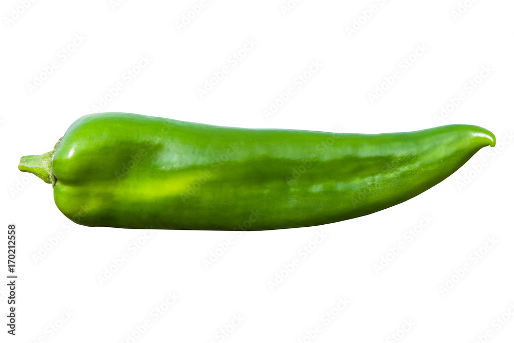 Fresh sweet green pepper, isolated on white background closeup Fresh sweet green pepper, isolated on white background closeup