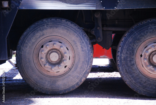 Truck wheels close-up