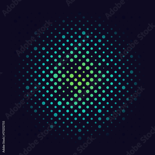 Gradient halftone dots background. Pop art template. blue and green texture. Vector illustration