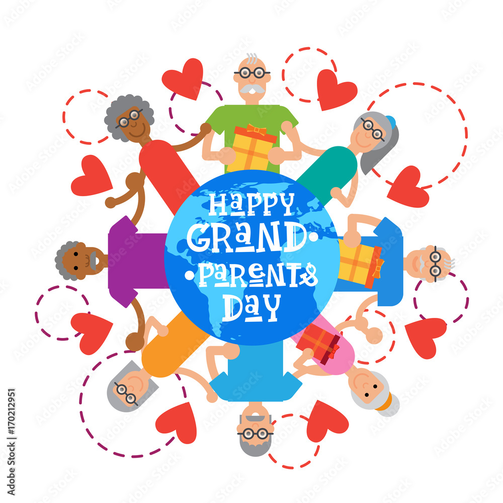 Happy Grandparents Day Greeting Card Banner Vector Illustration