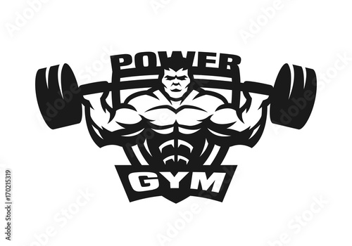 Gym monochrome logo, emblem.