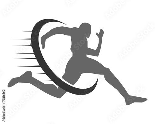 gray runner athlete sports silhouette icon vector