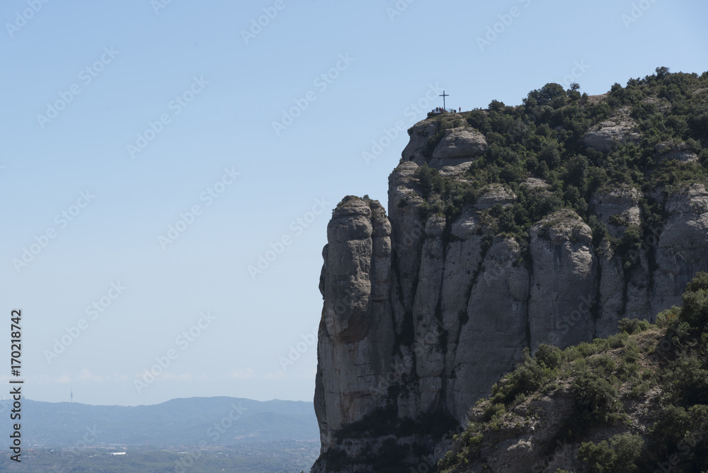 A cross on the top of Montserrat