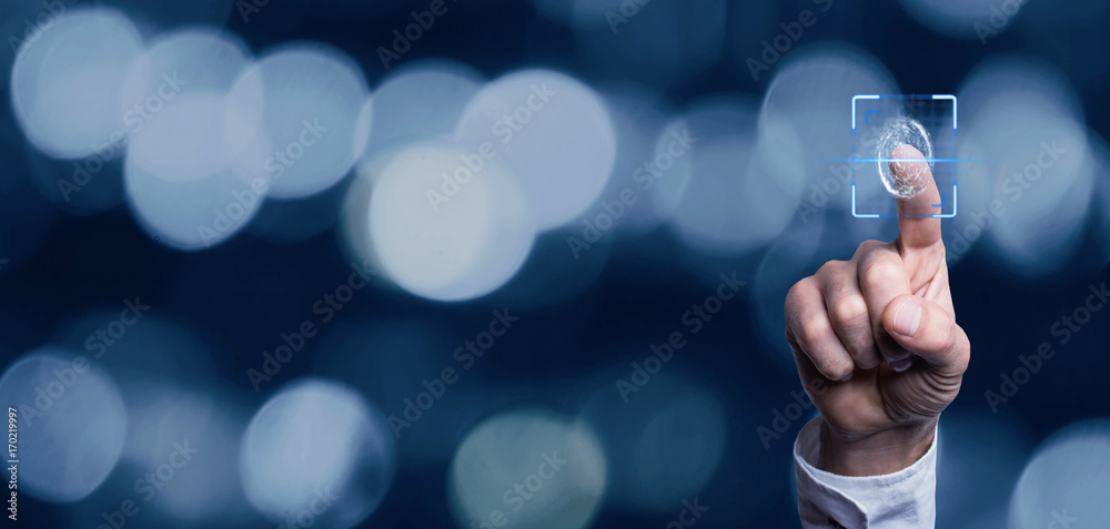 Biometric identification concept with fingerprints.