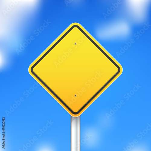 Vector road sign on blue sky background