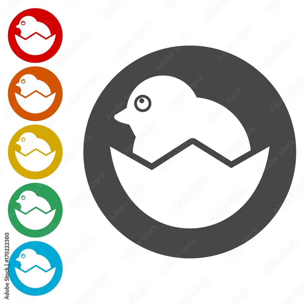 Chick hatched from an egg icons set - Illustration Chick hatched from an egg icons set - Illustration