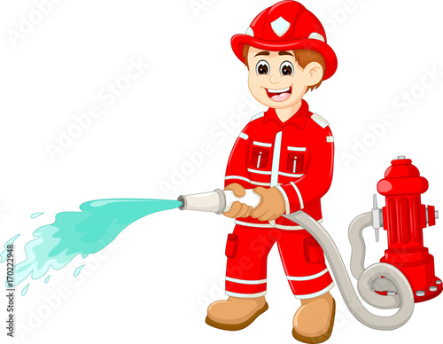 Boy wearing Firefighter cartoon
