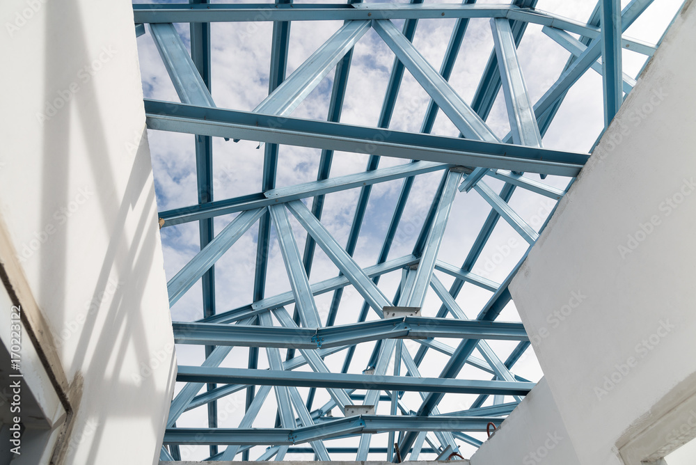 Structure of steel roof frame. Structure of steel roof frame.
