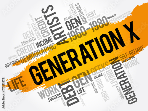 Generation X Word Cloud Concept collage background