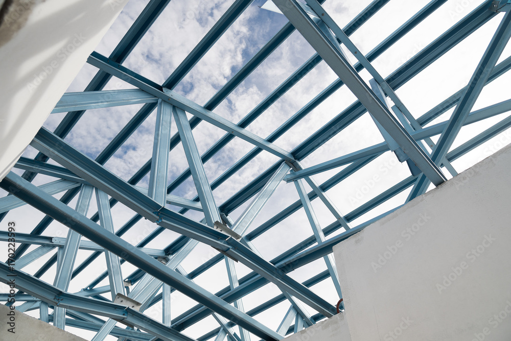 Structure of steel roof frame. Structure of steel roof frame.