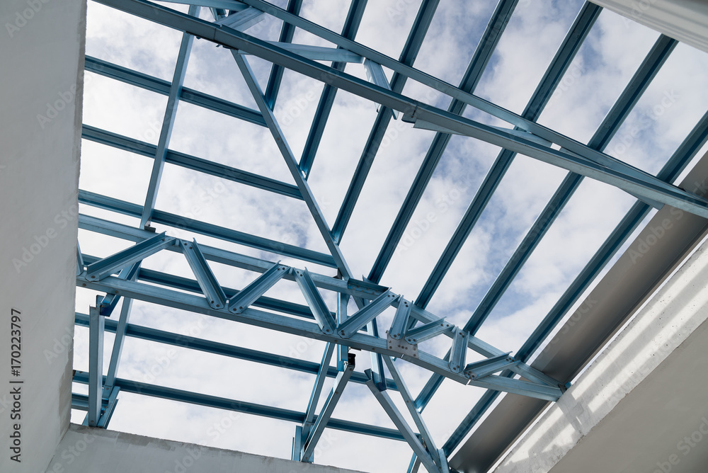 Structure of steel roof frame. Structure of steel roof frame.
