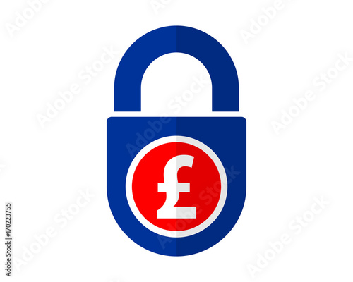 blue padlock pound sterling currency price icon vector