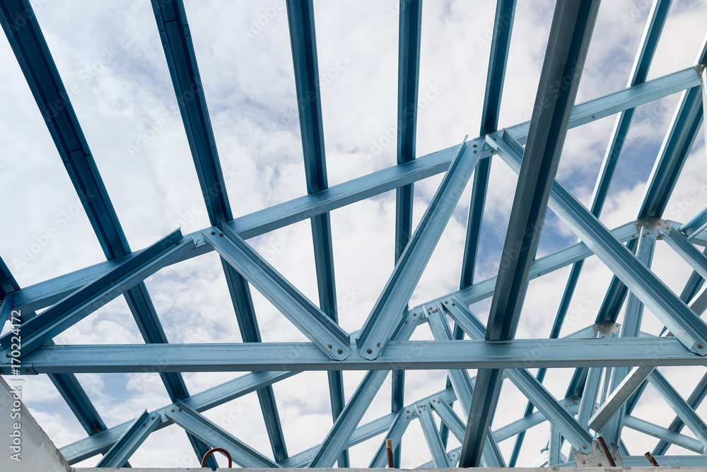Structure of steel roof frame. Structure of steel roof frame.