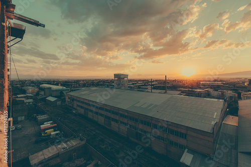 Sunset on the outskirts of Yerevan, Armenia photo