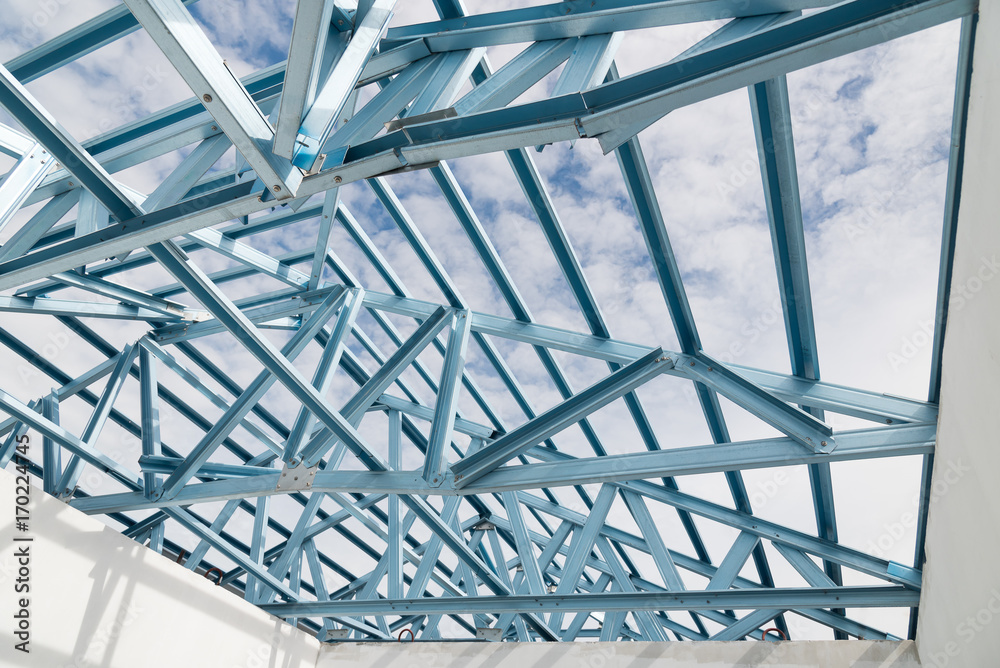 Structure of steel roof frame. Structure of steel roof frame.