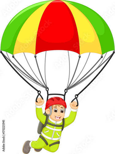 a man skydiving cartoon with smiling face