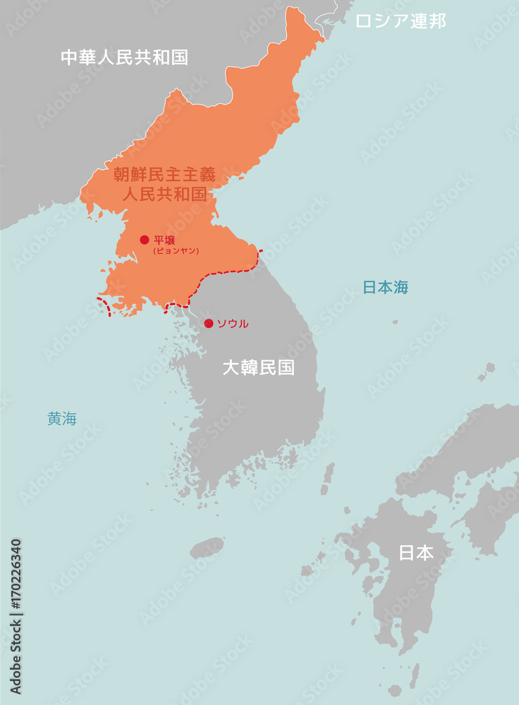 北朝鮮と周辺国地図 Stock イラスト Adobe Stock