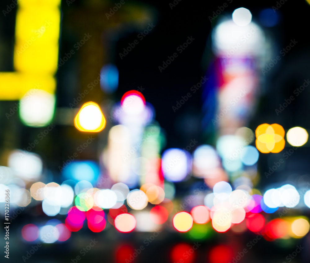 Blurred street bokeh lights at night time Blurred street bokeh lights at night time