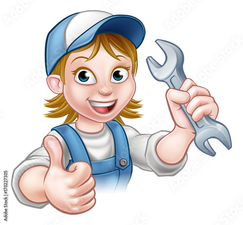 Female Mechanic or Plumber with Spanner