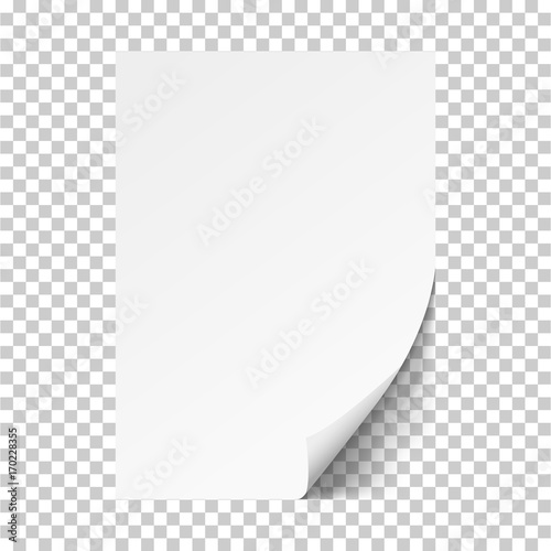 White sheet of paper.Realistic vector on transparent background EPS10
