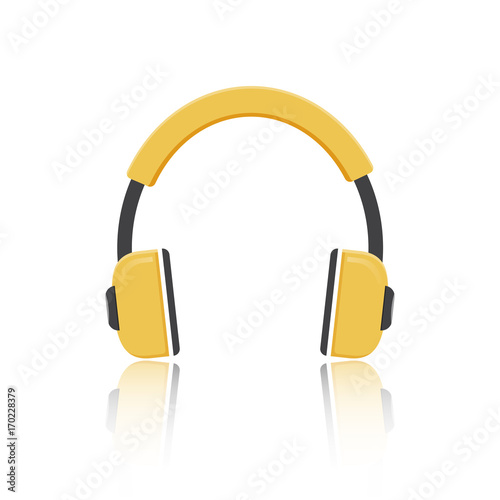 Vector yellow headphones icon isolated on modern white background