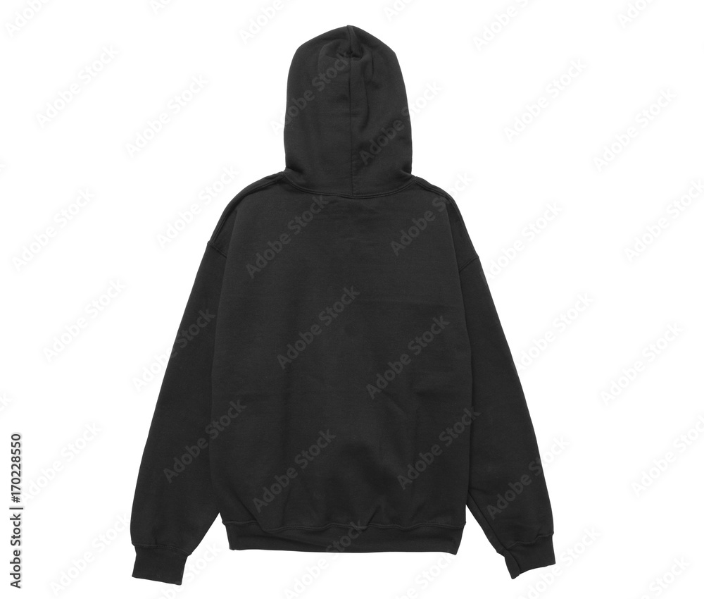 blank hoodie sweatshirt color black back view Stock Photo | Adobe Stock