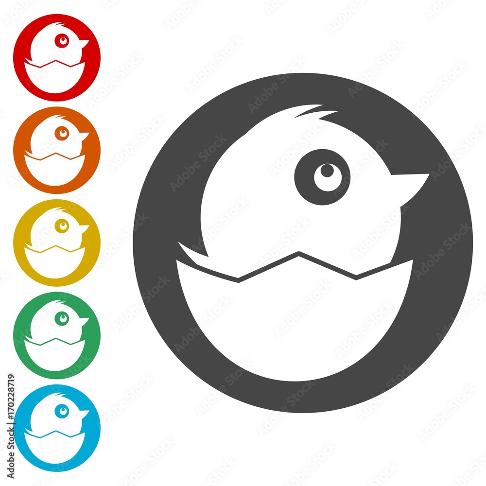 Chick hatched from an egg icons set - Illustration Chick hatched from an egg icons set - Illustration