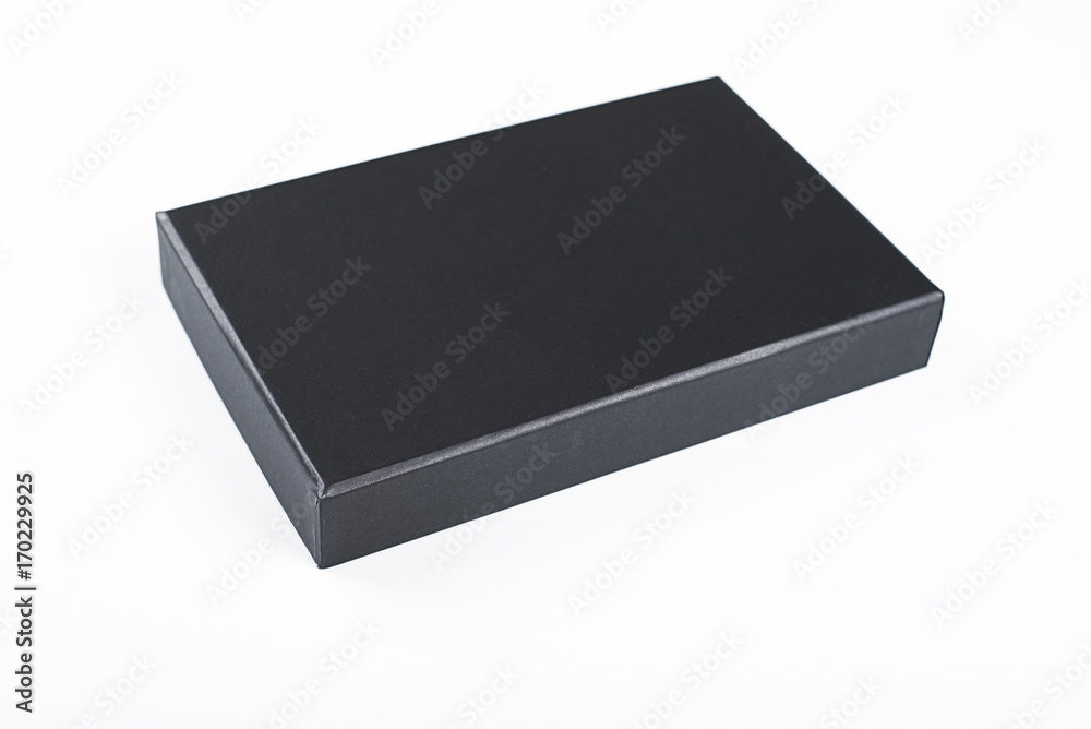 Top view of Lid of a box of black color on white background. Isolated.