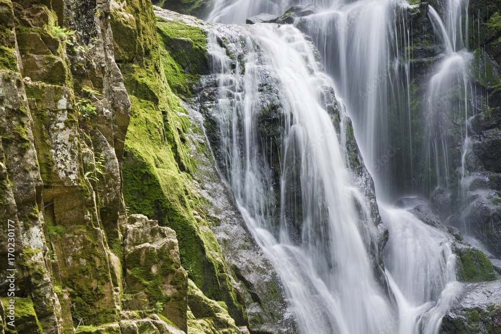 Long time exposure of Kamienczyk waterfall in Karkonosze Mountains, Poland