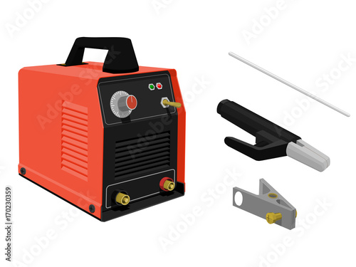set of Electrical welding equipment on transparent background
