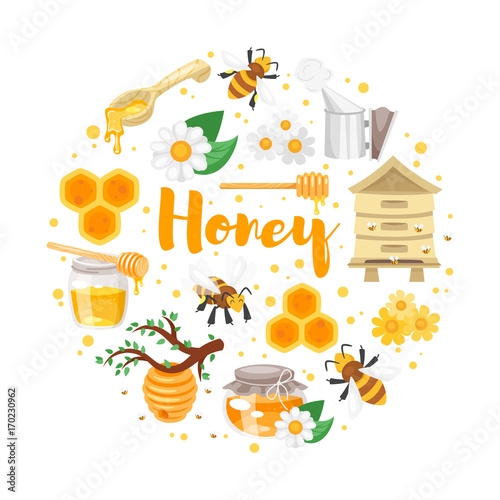 round composition of honey