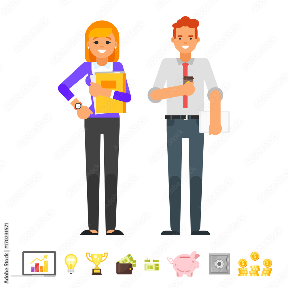 businessman and businesswoman characters