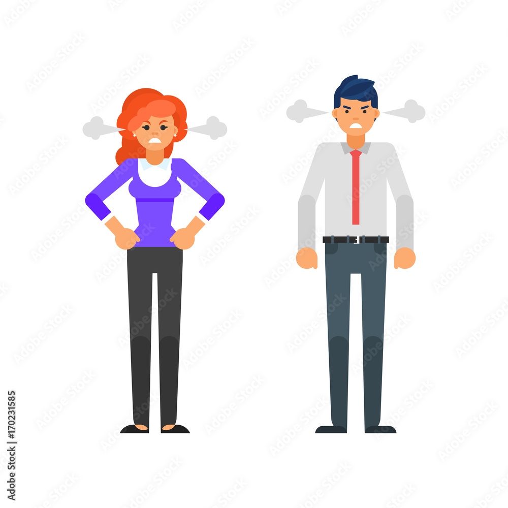 angry businessman and businesswoman