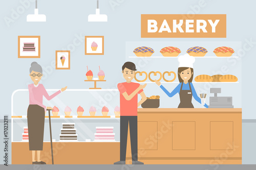 People at bakery.