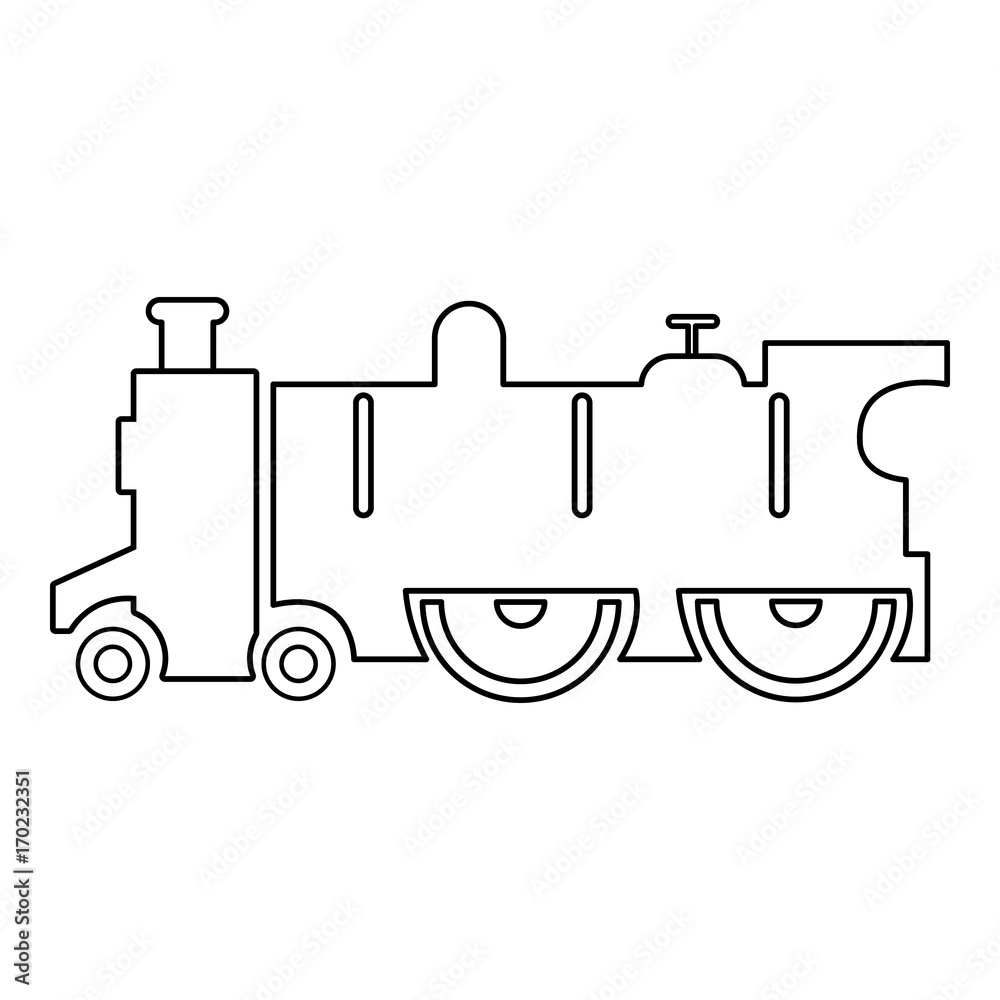 Old steam locomotive icon , outline style