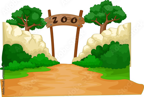 illustration of a zoo in a beautiful nature cartoon
