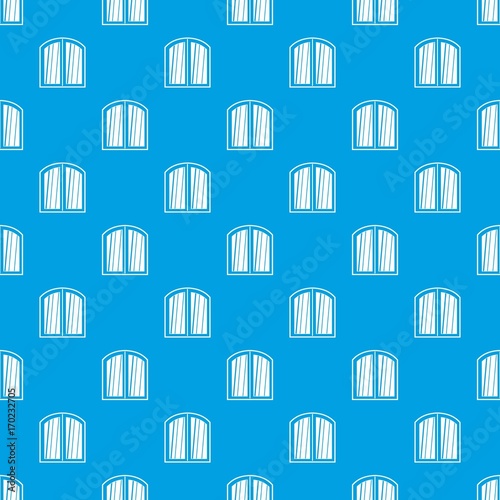 White window arched frame pattern seamless blue