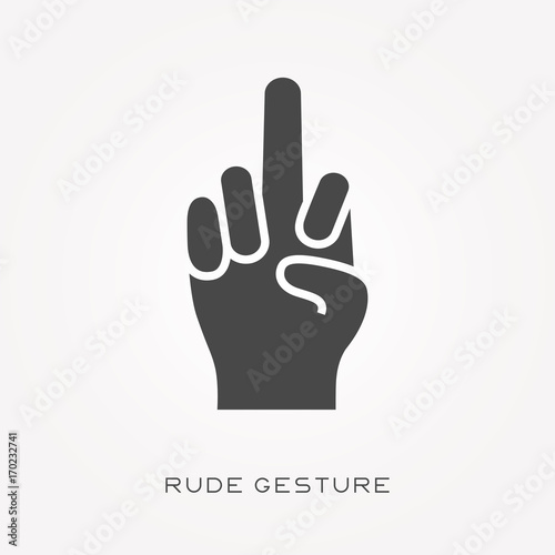 Silhouette icon rude gesture